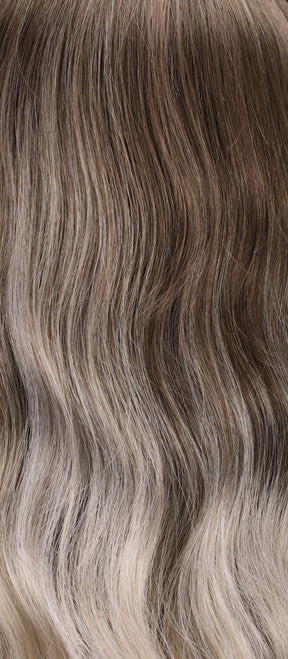 S18-60/102RO Solstice | Dark Natural Ash Blonde roots to midlength, pure white with Pale Platinum Blonde midlength to ends
