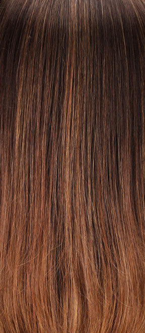 S6-30A27RO Autumn | Brown roots to midlength, Medium Natural Red &amp; Medium Red-Gold Blonde Blend midlength to ends