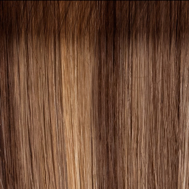 4/26/25 Sienna Roast | A Warm 3 Tone Auburn Brunette Blend at The Front, Crown Area, Back and Sides, Tipped with Medium Auburn.