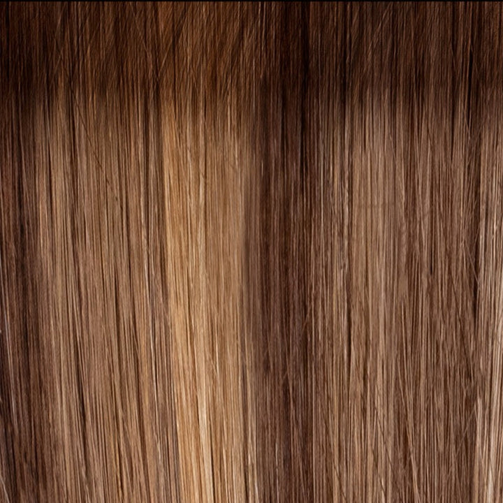 4/26/25 Sienna Roast | A Warm 3 Tone Auburn Brunette Blend at The Front, Crown Area, Back and Sides, Tipped with Medium Auburn.
