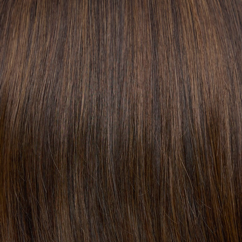 4/10S4 Mocha Latte | A blended dark brown with medium brown highlights and a soft shaded root. This cool-toned brunette creates natural-looking dimension while maintaining a rich, sophisticated depth.