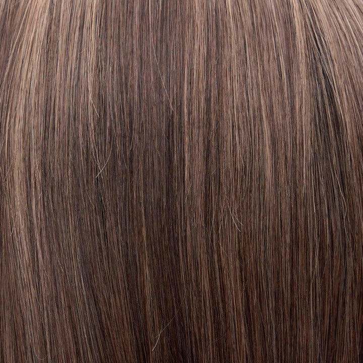 5/8S4 Hazelnut Mousse | A blended medium brown with light brown highlights and a dark brown shaded root. Cool undertones and subtle dimension create a natural, salon-inspired brunette with a soft, lived-in finish.