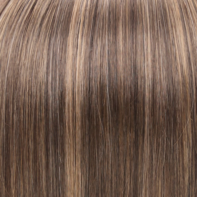 5/8S4 Hazelnut Mousse | A blended medium brown with light brown highlights and a dark brown shaded root. Cool undertones and subtle dimension create a natural, salon-inspired brunette with a soft, lived-in finish.