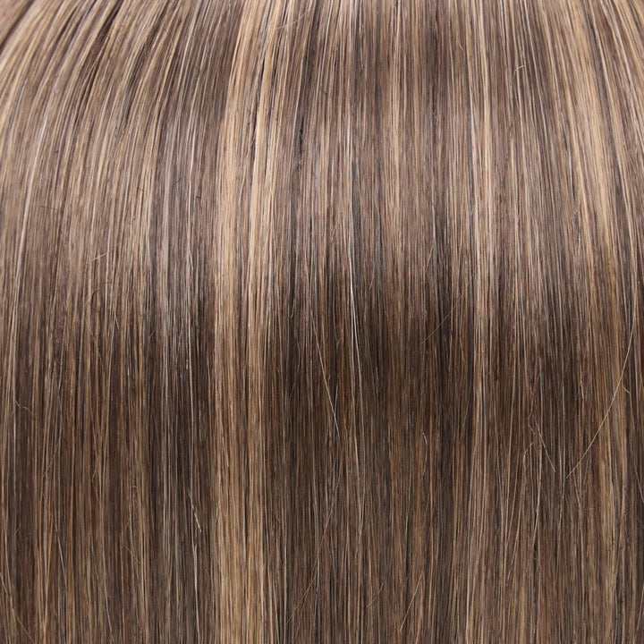 5/8S4 Hazelnut Mousse | A blended medium brown with light brown highlights and a dark brown shaded root. Cool undertones and subtle dimension create a natural, salon-inspired brunette with a soft, lived-in finish.