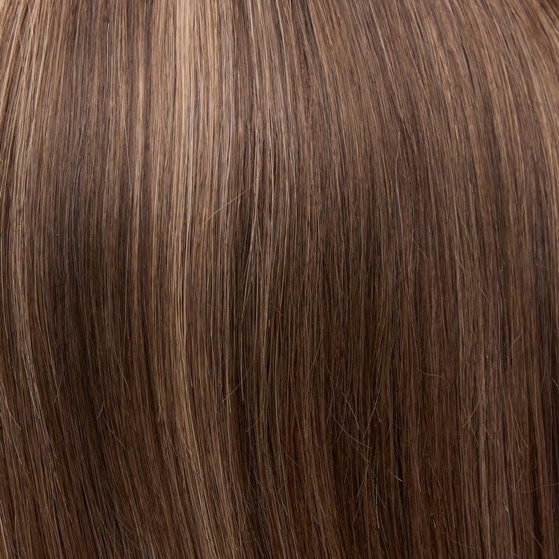 6B/22S6 Toasted Almond | A blended medium brown with light brown highlights and a medium brown shaded root. The cool-toned base and delicate highlights add understated dimension for a natural, modern brunette look.