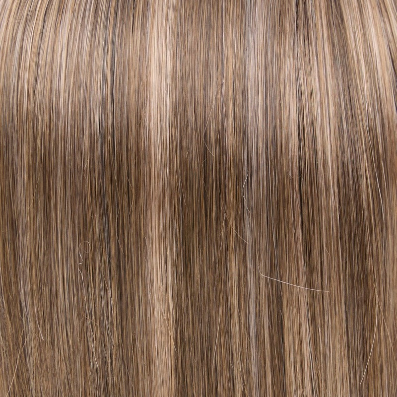 6B/22S6 Toasted Almond | A blended medium brown with light brown highlights and a medium brown shaded root. The cool-toned base and delicate highlights add understated dimension for a natural, modern brunette look.