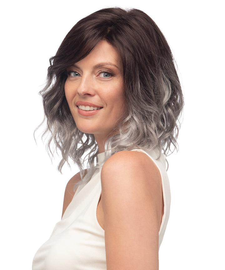 GRAYDIENTSTORM - Dark Brown Roots that Melt into Light Gray & Silver Tones Towards the Ends