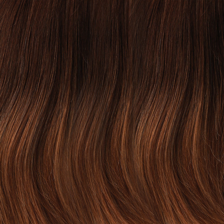 B8-27/30RO Dark Ombre | Medium Natural Brown Roots to Midlengths, Medium Red-Gold Blonde Midlengths to Ends