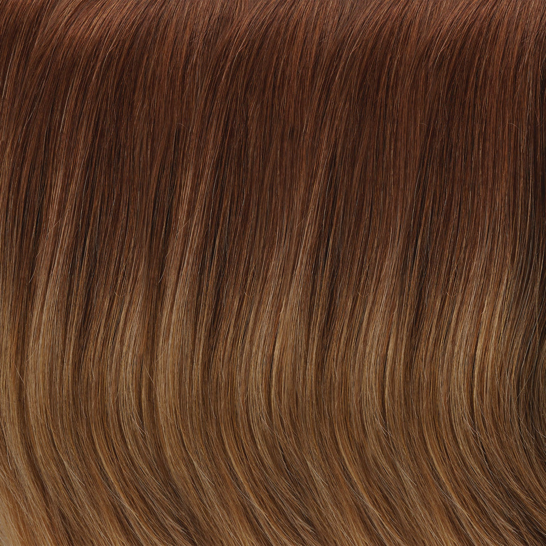 B8/30-14/26RO Light Ombre | Medium Red-Gold Brown Roots to Midlengths, Light Gold Blonde Midlengths to Ends