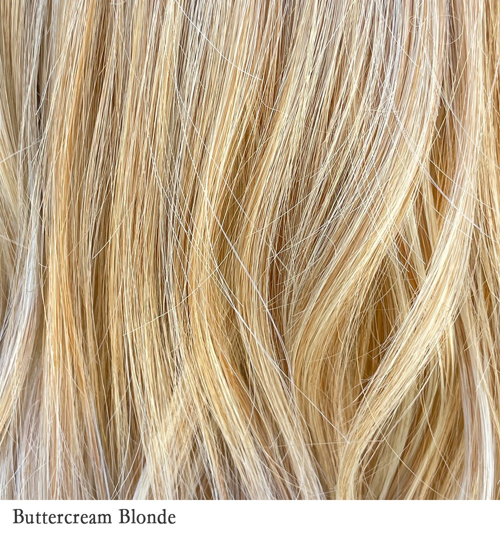 Buttercream Blonde 14/88 | Unrooted, combination of gold blonde, neutral blonde, sandy blonde, highlighted with pure blonde.