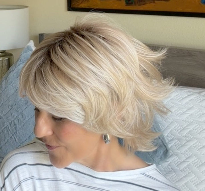 Marlene wearing Razor Cut Shag in Biscotti Blonde