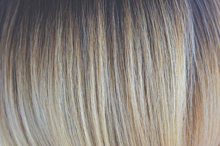 Blonde Ambition | Dark brown base with strawberry blond and pale blond layered on top