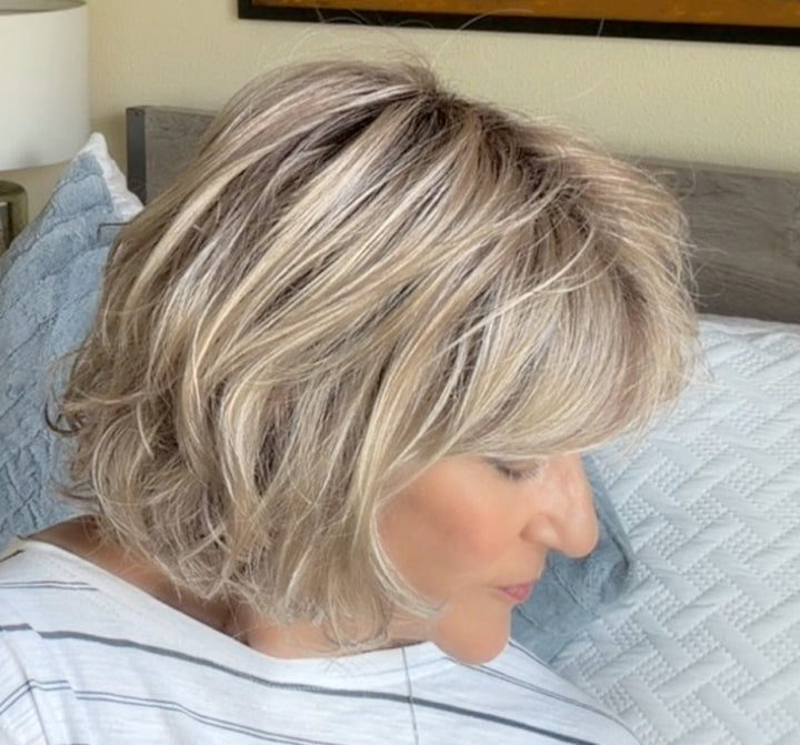 Marlene wearing Flawless Waves in Blonde Chai
