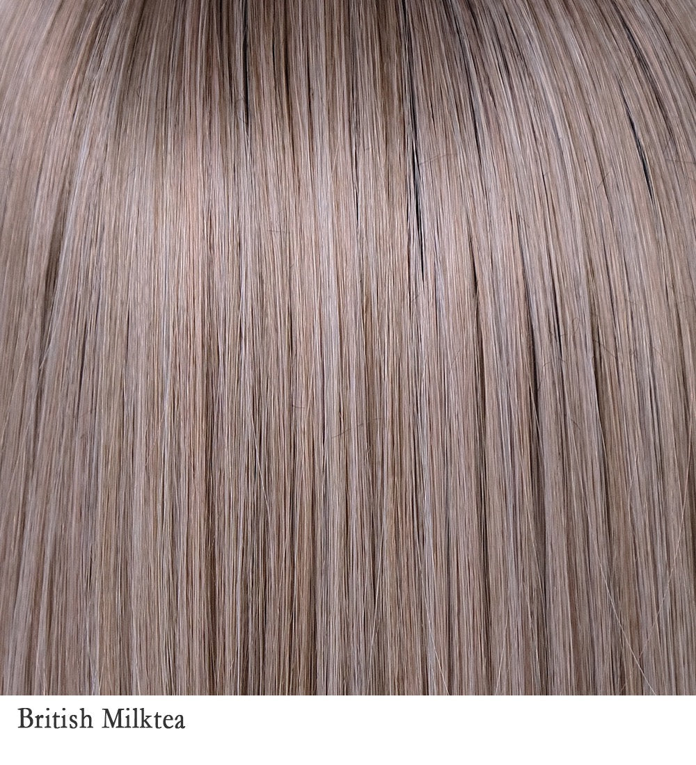 British Milktea-R 10/60/103+8 | British Milktea-R from BelleTress features medium to darker root color and the mixture of 8 different tones of browns and blondes to create the perfect milk tea color. This color is extremely versatile, spanning across ombré styles, mixing warm and cool tones from root to tip and more subtle all-over hues.