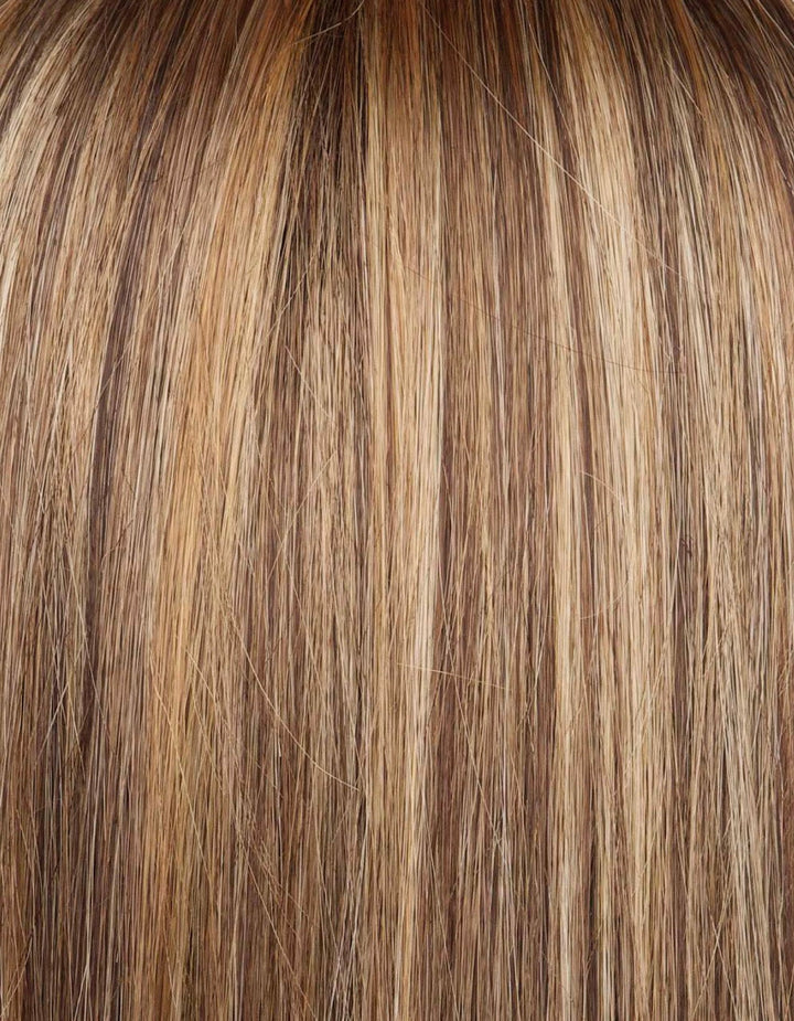 Bronze Hazelnut-R | Dark brown root with a blend of warm blonde, cool light blonde and dark brown