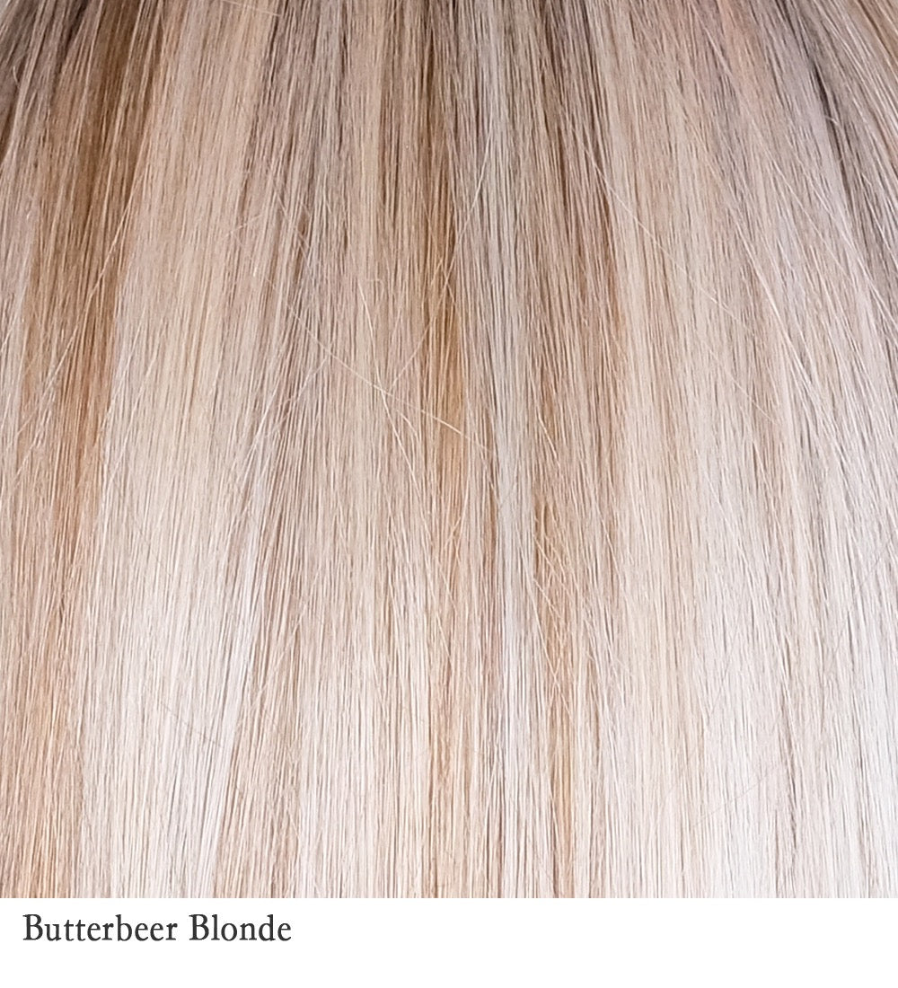 Butterbeer Blonde 8R/19/23 | Medium brown root with a blend of sandy blonde, ash blonde and light blonde.
