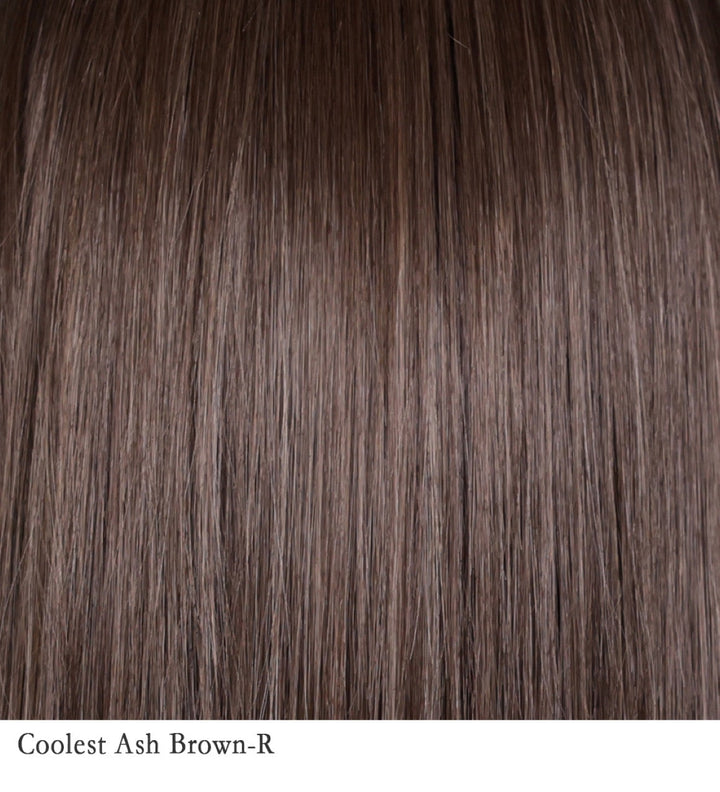 Coolest Ash Brown-R 8/14+4 | Rooted, combination of light ash brown, cool medium brown with a hint of dark blonde subtle highlights.