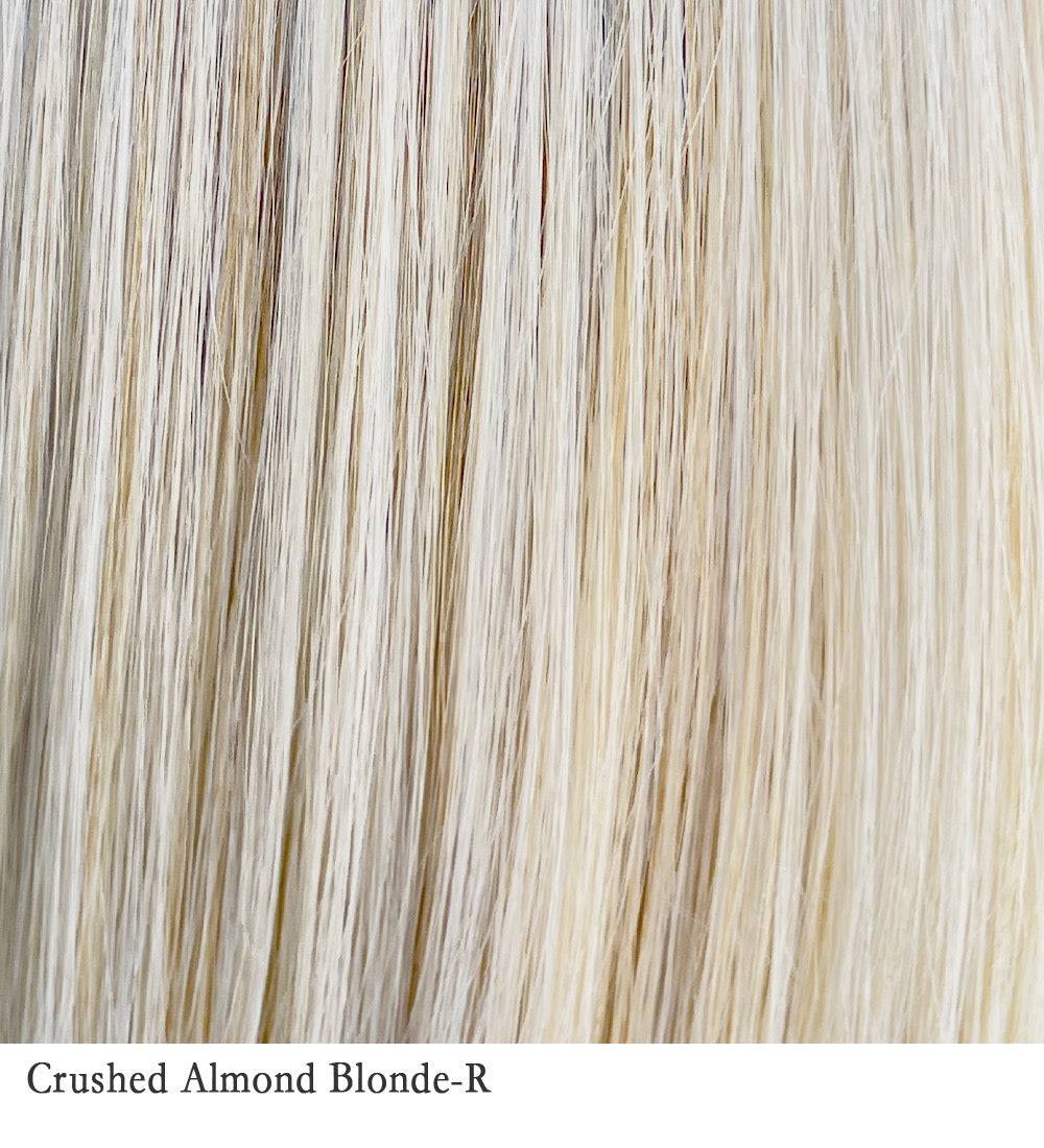 Crushed Almond Blonde-R 14/17/101+18 | Creamy, cooler blend of light to medium sandy blonde with chunky highlights of light ash blonde and platinum creating soft neutral light blonde with light and medium blended root color.