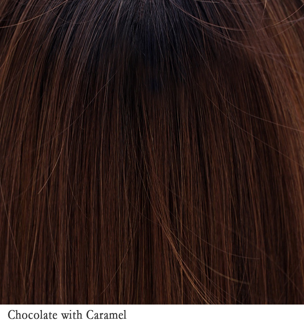 Chocolate with Caramel 4R/8/27 | Cappuccino dark brown root with a blend of medium and chocolate brown.