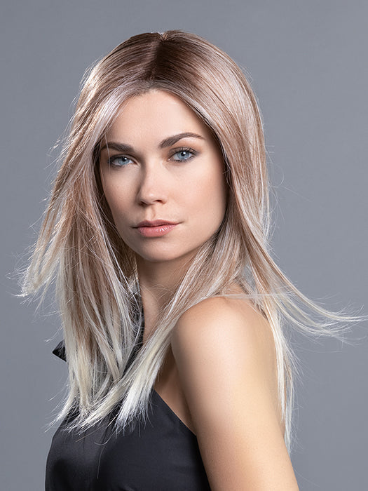 Candy Blonde Rooted 101.27.60 | Dark Strawberry Blonde Tipped with Pearl Platinum & Pearl White with Dark Shaded Roots