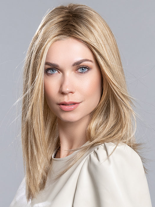 Sandy Blonde Rooted 22.16.25 | Light Neutral Blonde, Medium Blonde, and Lightest Golden Blonde blend with dark shaded roots