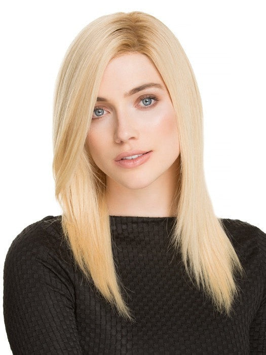 Zora in Champagne Rooted 26.22 | Light Beige Blonde, Medium Honey Blonde, and Platinum Blonde Blend with Dark Roots