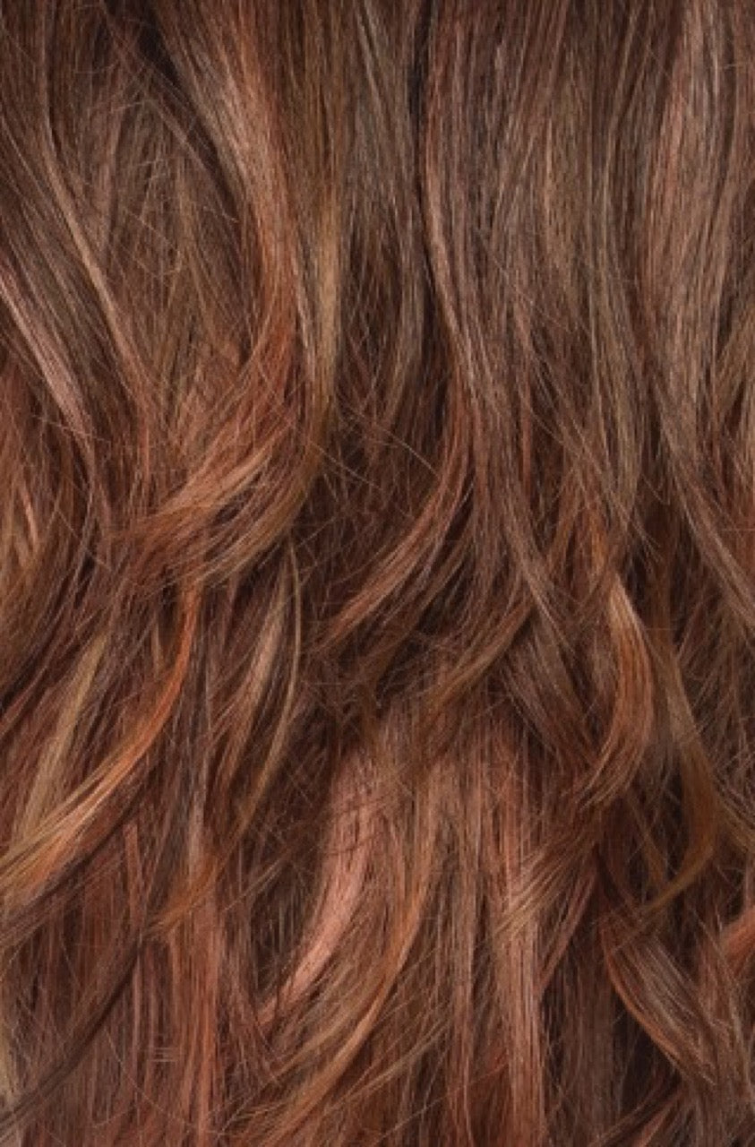 CINDER HEAT | Reddish Brown / Smoked Copper Blend with Soft Amber Highlights & Chestnut Brown Root