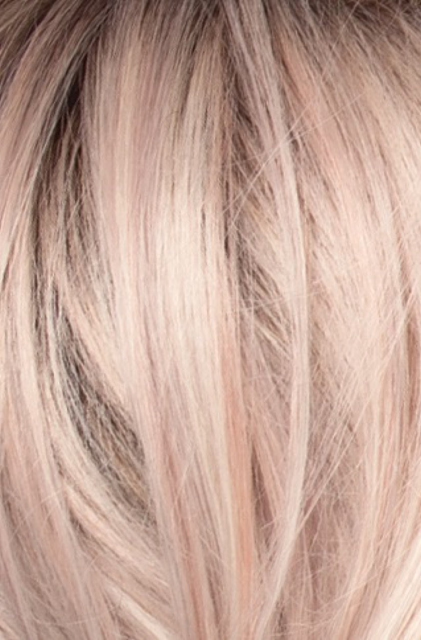 POLARIZING PINK | Icy Platinum Blonde / Soft Rose Blend with Silver Undertones & Medium Ash Brown Root