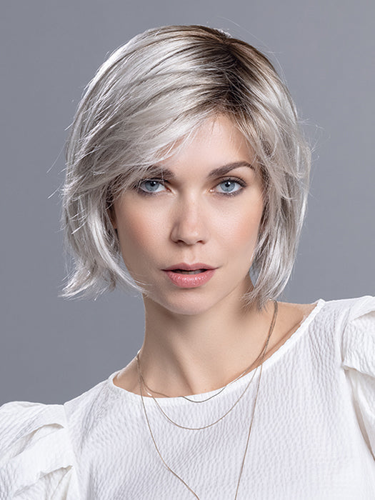 French in Silver Blonde Rooted 60.24.56 | Pure Silver White Blended with Light Ash Blonde