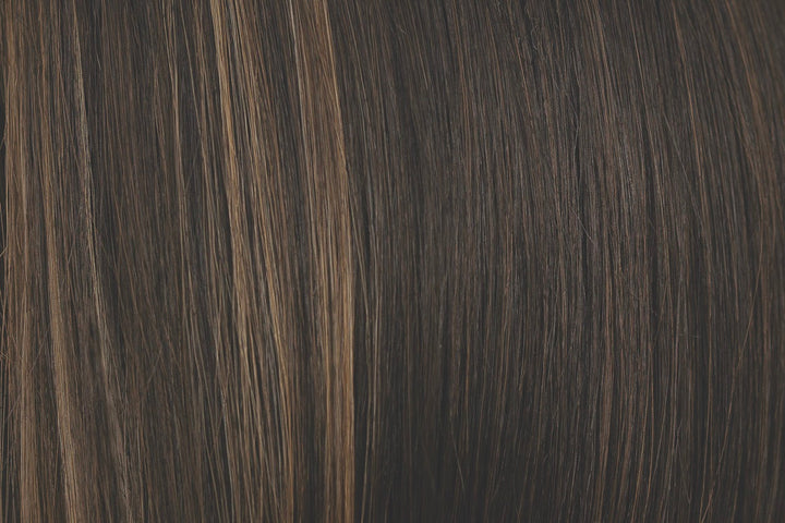 Fudge Ripple | Cool, dark brown based with ashy medium blond highlights.