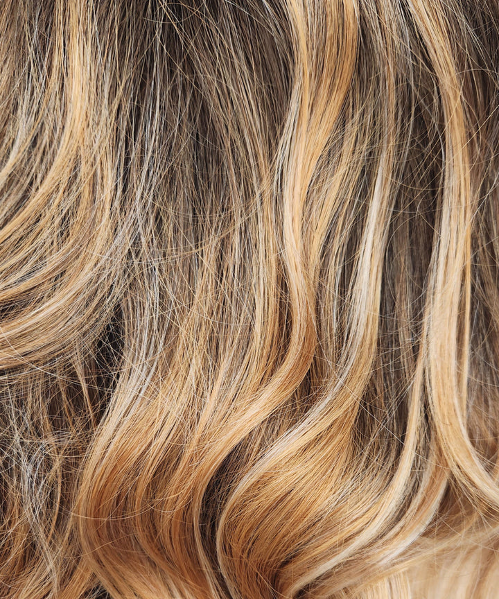 GOLDENGINGER - Golden Brown Roots that Melt into a Soft Ginger Base with Fine Light Blonde Highlights