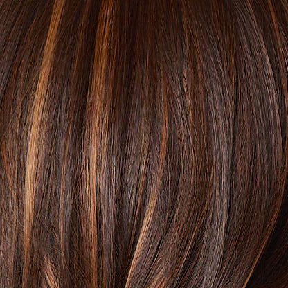 Glazed Auburn-R | Stunning fusion of deep red, medium copper, and dark chocolate root. This color is the essence of timeless beauty.