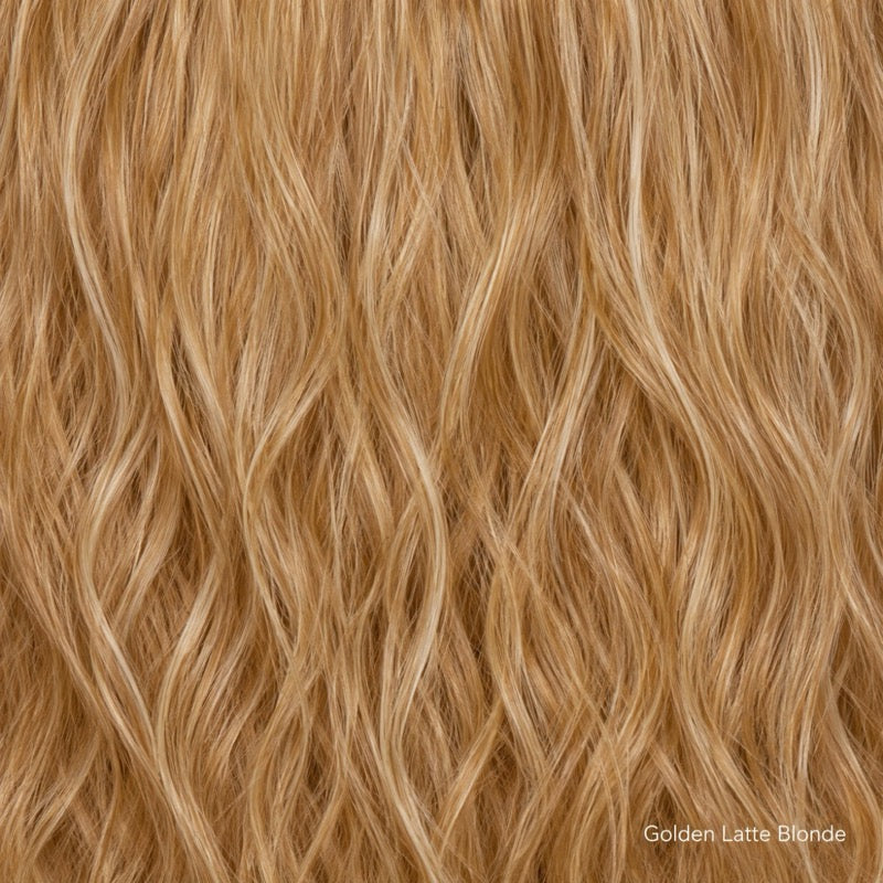 Golden Latte Blond | Golden Latte Blonde is a radiant, non‑rooted shade featuring a warm golden blonde base enriched with a beautifully balanced mix of cream, white, and golden blonde highlights. The multi‑tonal blend creates exceptional brightness and dimension, delivering a luminous, salon‑inspired finish.