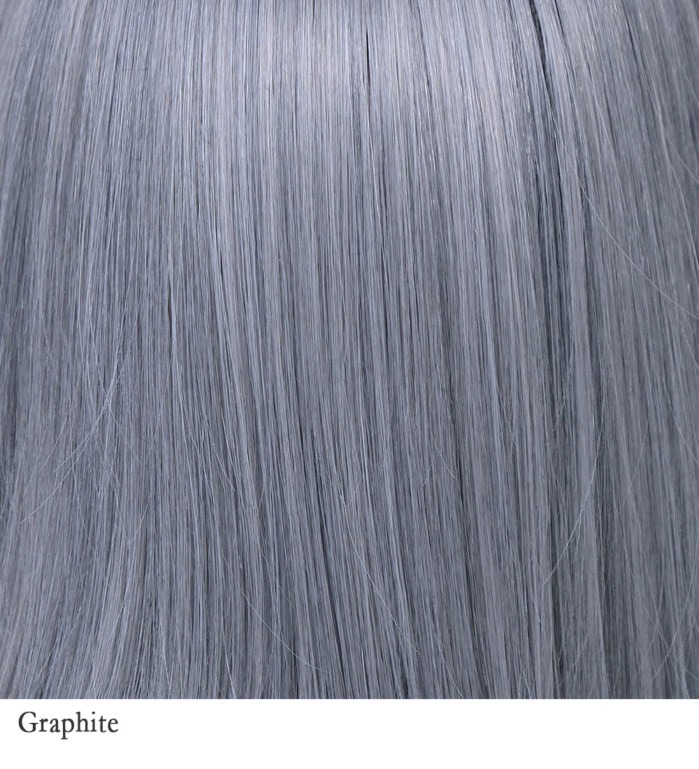 Graphite 60/F17 GRAY | A Charcoal base color with cool undertone, with a touch of slate and quartz to create beautiful shine under light. Graphite has a special root color. Instead of a traditional dark brown root color, we’ve experimented with a mixture of medium and darker charcoal root color to make it even more special!