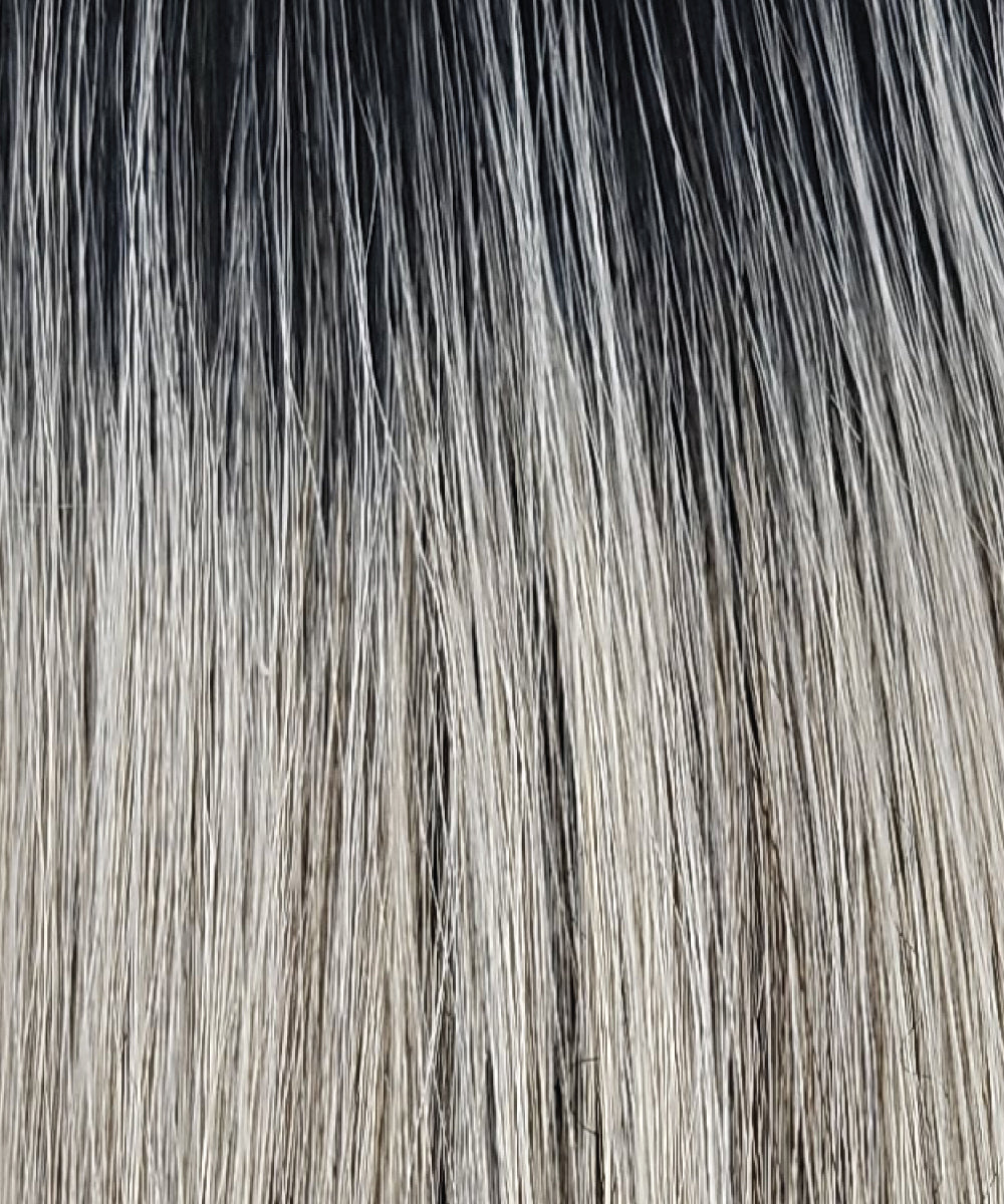 CHROMERT1B - Gray & White with 25% Medium Brown Blend & Off-Black Roots