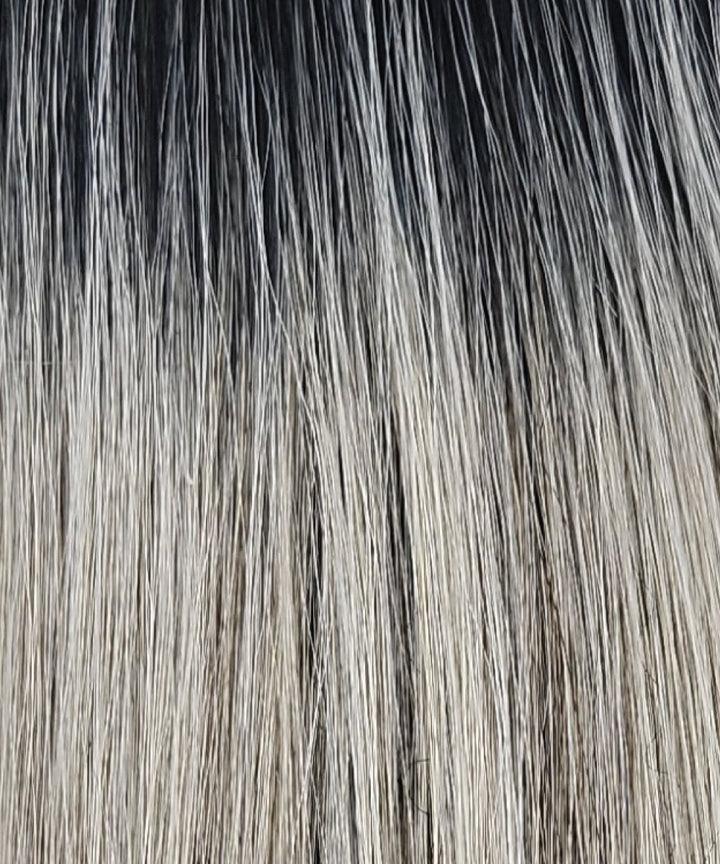 CHROMERT1B - Gray & White with 25% Medium Brown Blend & Off-Black Roots