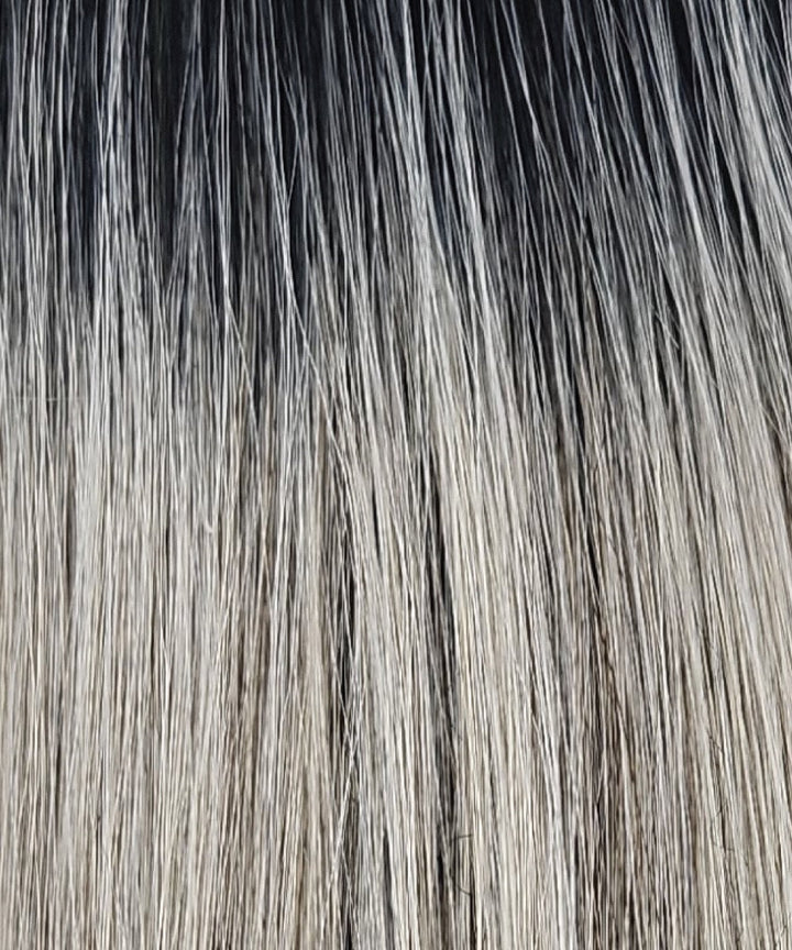 CHROMERT1B | Gray & White with 25% Medium Brown Blend & Off-Black Roots