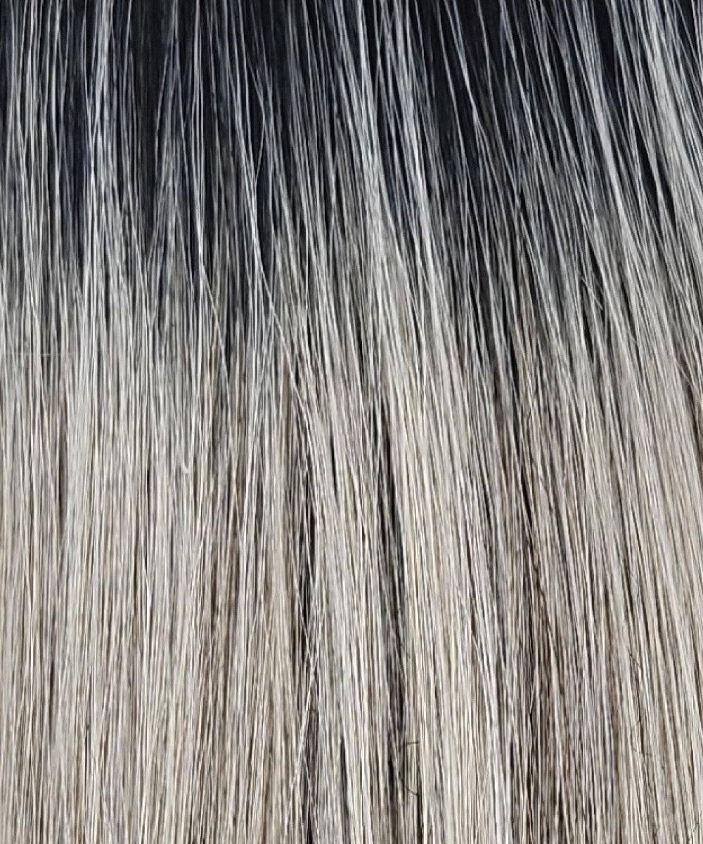 CHROMERT1B | Gray & White with 25% Medium Brown Blend & Off-Black Roots