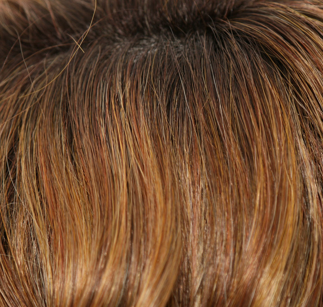 Honey Brown-R | Mid Golden Brown base with dark Brn rooted