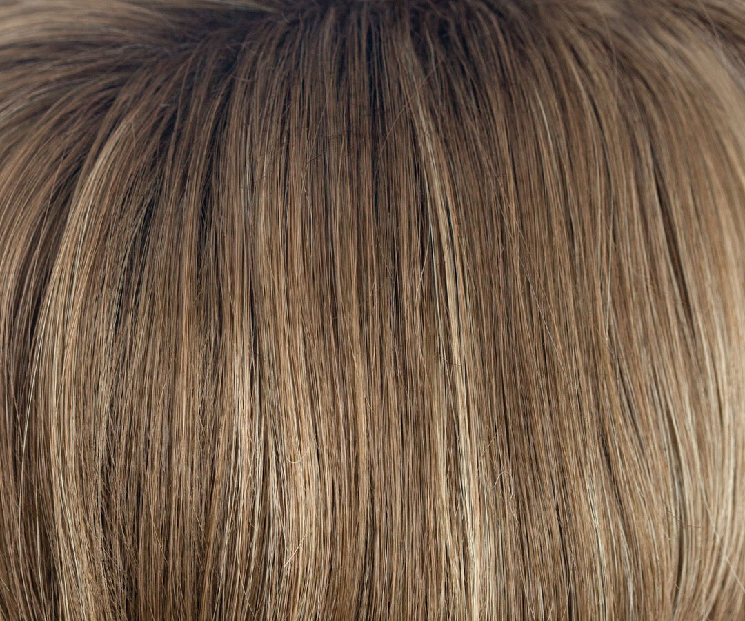 Honey Wheat-R | Med Brn rooted, Light Brown base with Honey Blonde highlight