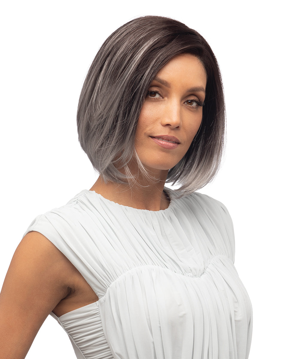 GRAYDIENTSTORM - Dark Brown Roots that Melt into Light Gray & Silver Tones Towards the Ends