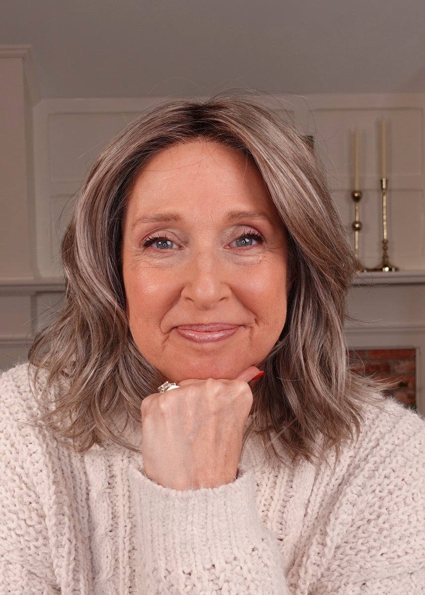 Frannie wearing Loryn in Greige-R