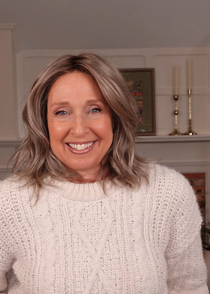 Frannie wearing Loryn in Greige-R