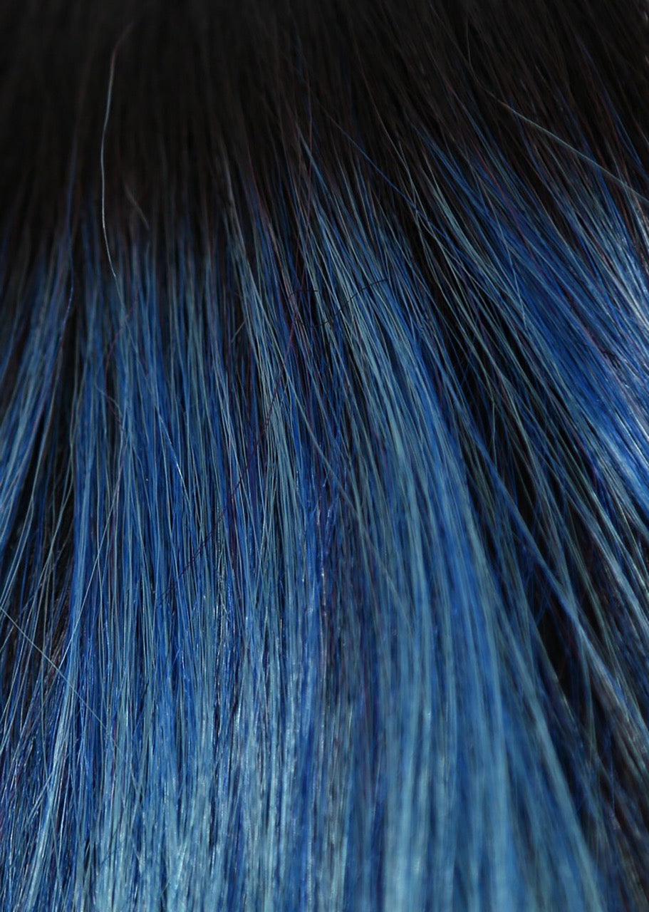 Melted Ocean | 3 tone color : Deep darkest blue root to pure blue tone and white tip