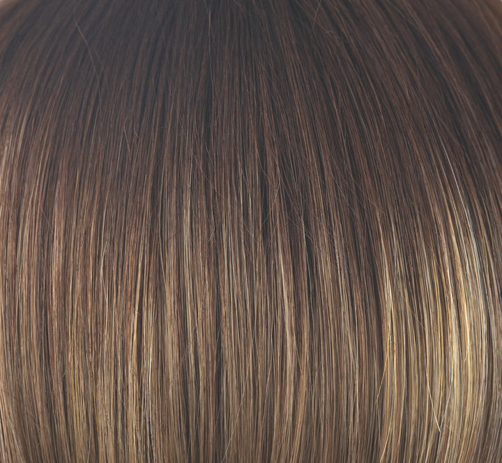 Mochaccino-LR | Longer rooted Dark with Light Brown base with Strawberry Blonde highlights | Root: 10 Base: 30 HL: 140