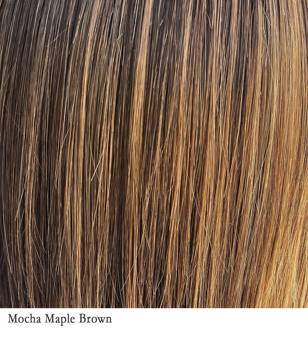 Mocha Maple Brown 6/27 | Unrooted but very dynamic mix of dark brown, Medium brown, light auburn, medium strawberry.