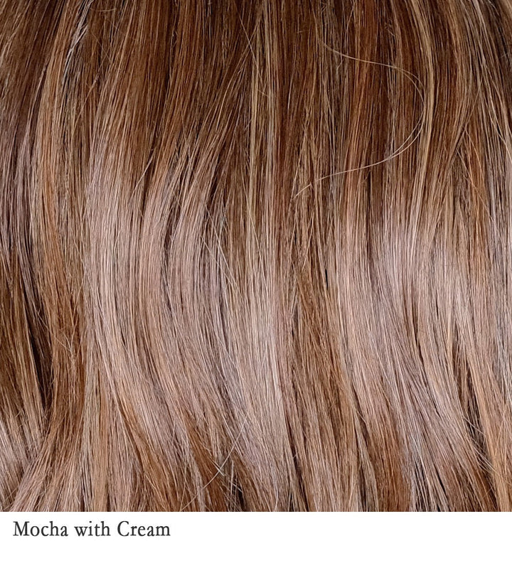 Mocha with Cream 2R/613/30/6 | A rich darkest brown root with a blend of dark chocolate brown and cinnamon along with milk chocolate, cool blonde and light blonde highlights.