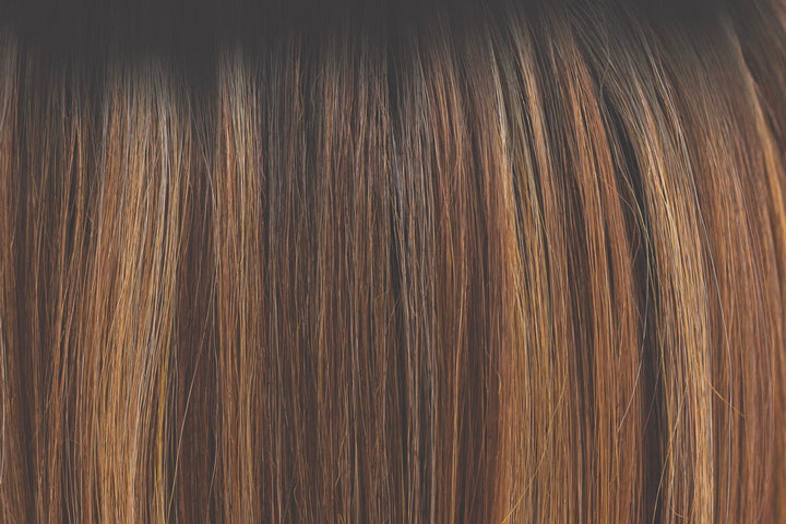 Molten Amber | Black root with a blend of dark brown, medium brown and gold blond highlights