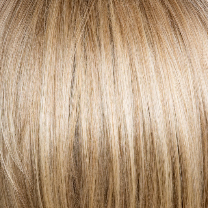 Melted Caramel | Warm and rich brown root melting into golden caramel blond and natural medium blond tips.