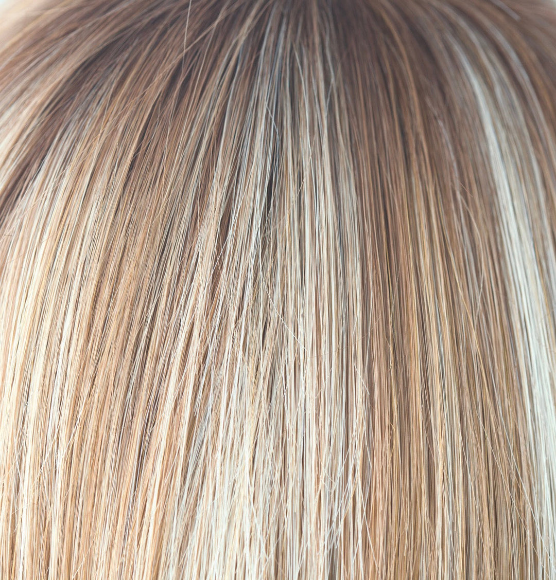 Nutmeg-F | Rooted Dark with Honey Brown base with Platinum Blonde highlight | Root: 10 Base: 27 HL: 102